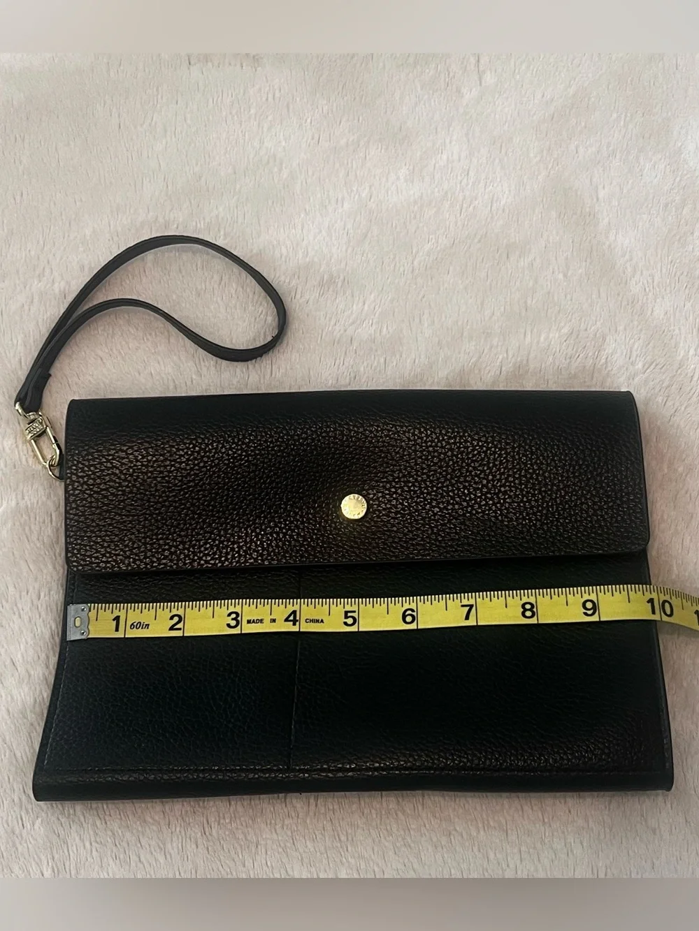 Steve Madden Black Faux Pebbled Leather Earbud Case Wristlet Clutch